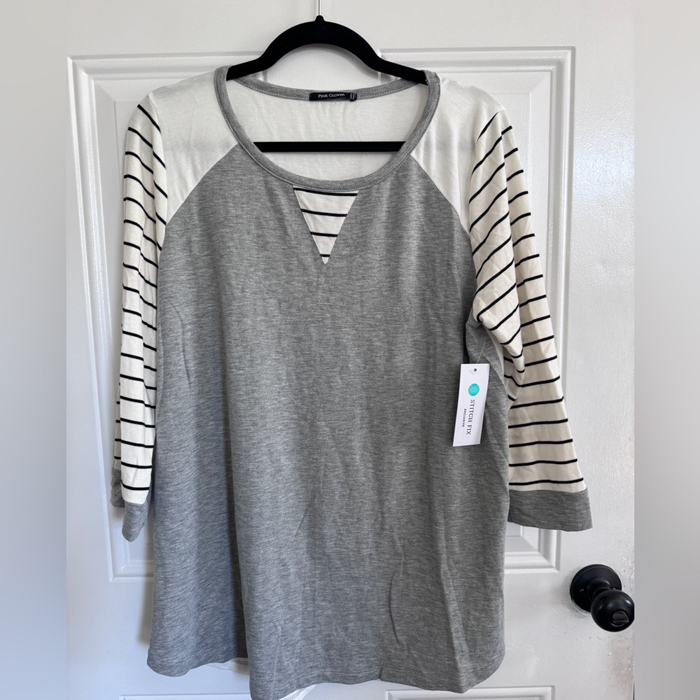 Grey & cream long sleeved shirt